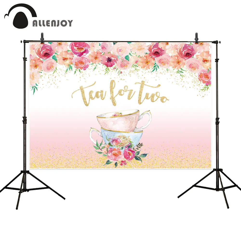 Allenjoy Trà Cho Hai Đảng Sinh Nhật Lưng Cô Gái Cho Bé Màu Nước Hoa Màu Hồng Lấp Lánh Nền Chụp Ảnh Cho Studio Ảnh