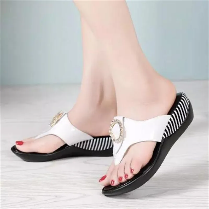 Summer Platform Flip Flops Fashion Beach Shoes Woman Anti-slip Genuine Leather Sandals Women Slippers Shoe