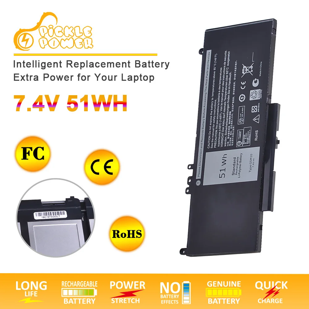 7.4V 51WH Laptop Battery G5M10 For DELL Latitude E5450 E5550 Notebook 15.6