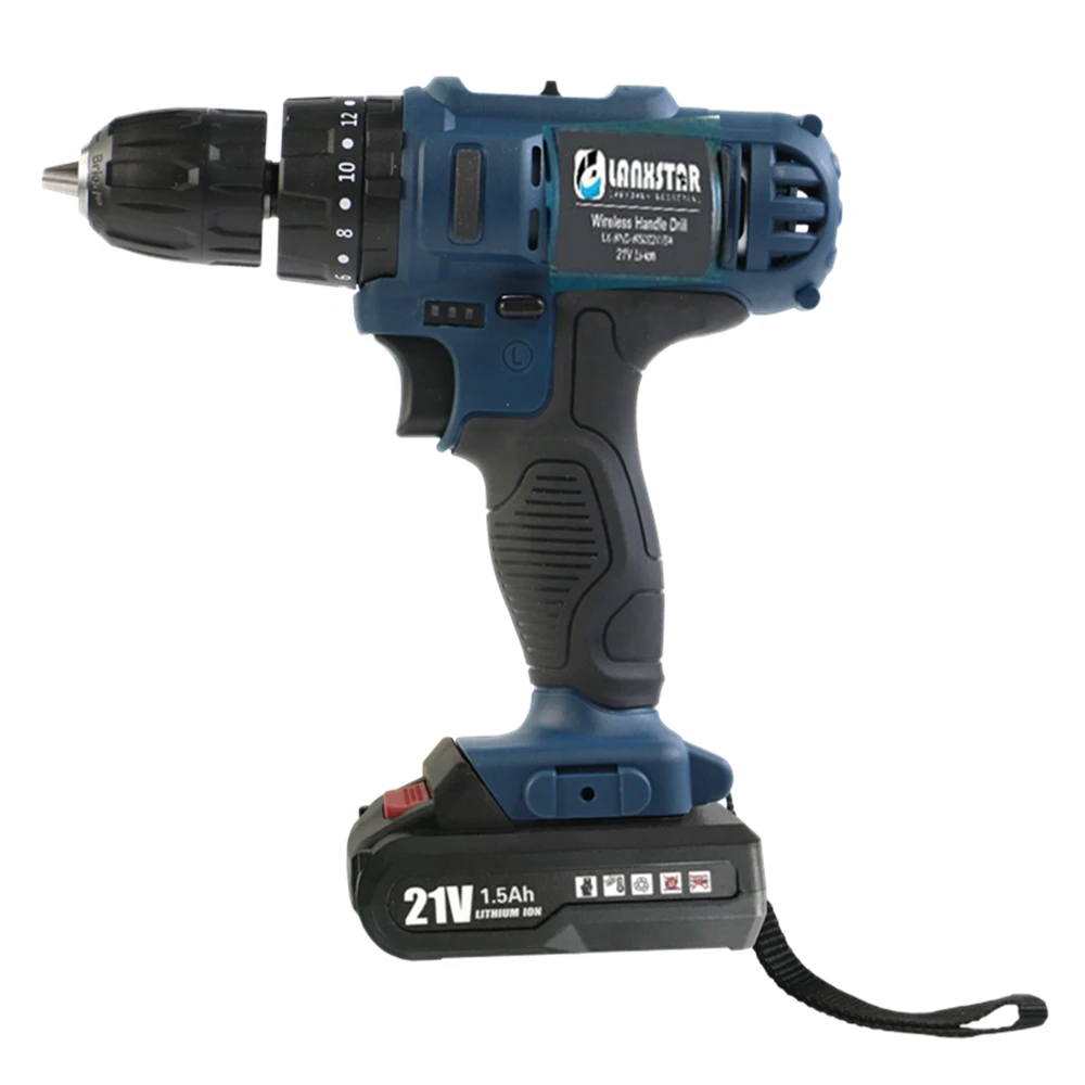 

21V Electric screwdriver Lithium Battery Electric Drill Rechargeable Cordless Two-Speed Rechargeable LED Light Waterproof Drill