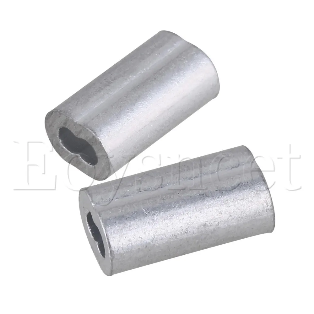 200PCS Silver M1.2 Double Hole Wire Rope Aluminum Clamp Clip