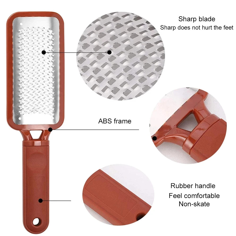 Lima de raspado inoxidable reutilizable para el cuidado de los pies, eliminador de callos duros, rallador exfoliante, cuidado de los pies, pedicura, herramientas de fácil limpieza, 1 unidad