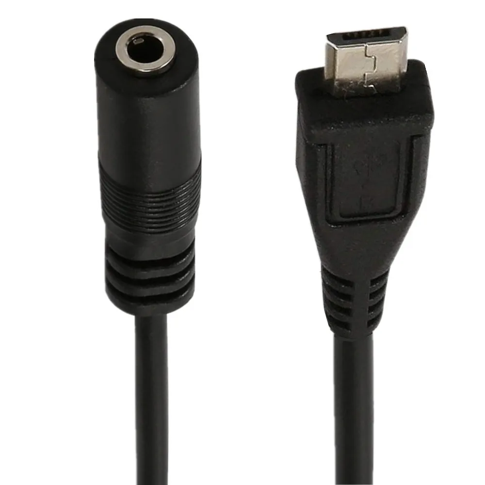 DC3.5mm أنثى إلى مصغّر USB 5P ذكر & المصغّر USB 5P ذكر سماعة رأس مع ميكروفون متصل إلى موبايل هاتف صوت كبل 0.3m