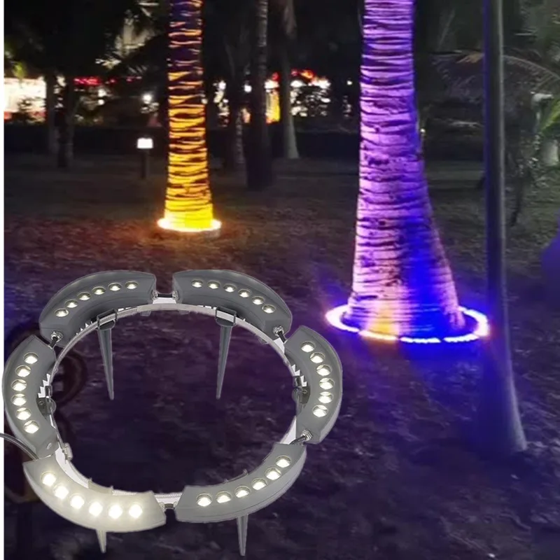 Colorful RGB Tree Light Landscape Lighting Project Light Outdoor Lamp Post Xmas Lights Pillar Lamp Spotlight Garden Lighting LED