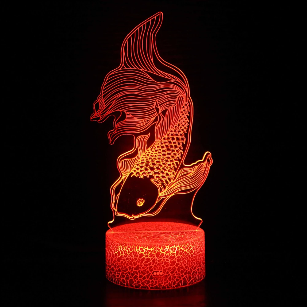 Fish 3d Illusion Lamp Led Night Light 7 Colors Changing USB Table Lamp Bedroom Decor Gift Toys for KIds Baby Sleeping Nightlight