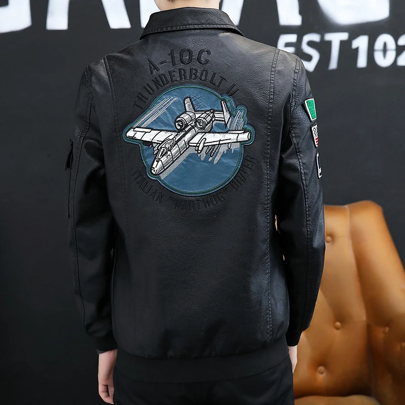 2020 New Men Leather Jacket  Appliques Motorcycle Military for Boy Temperamental Coat Make You More Charm Good Quality Hot LY258