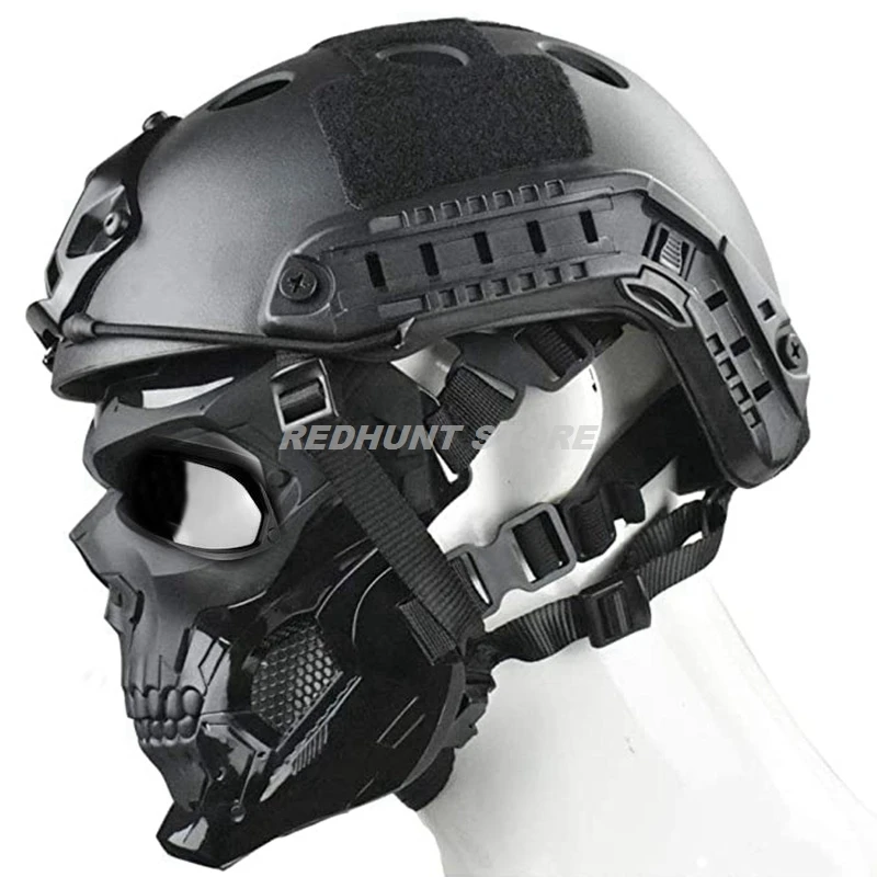 Tactical Mask Protective Full Face Clear Goggle Skull mask Dual Mode Wearing Design Adjustable Strap