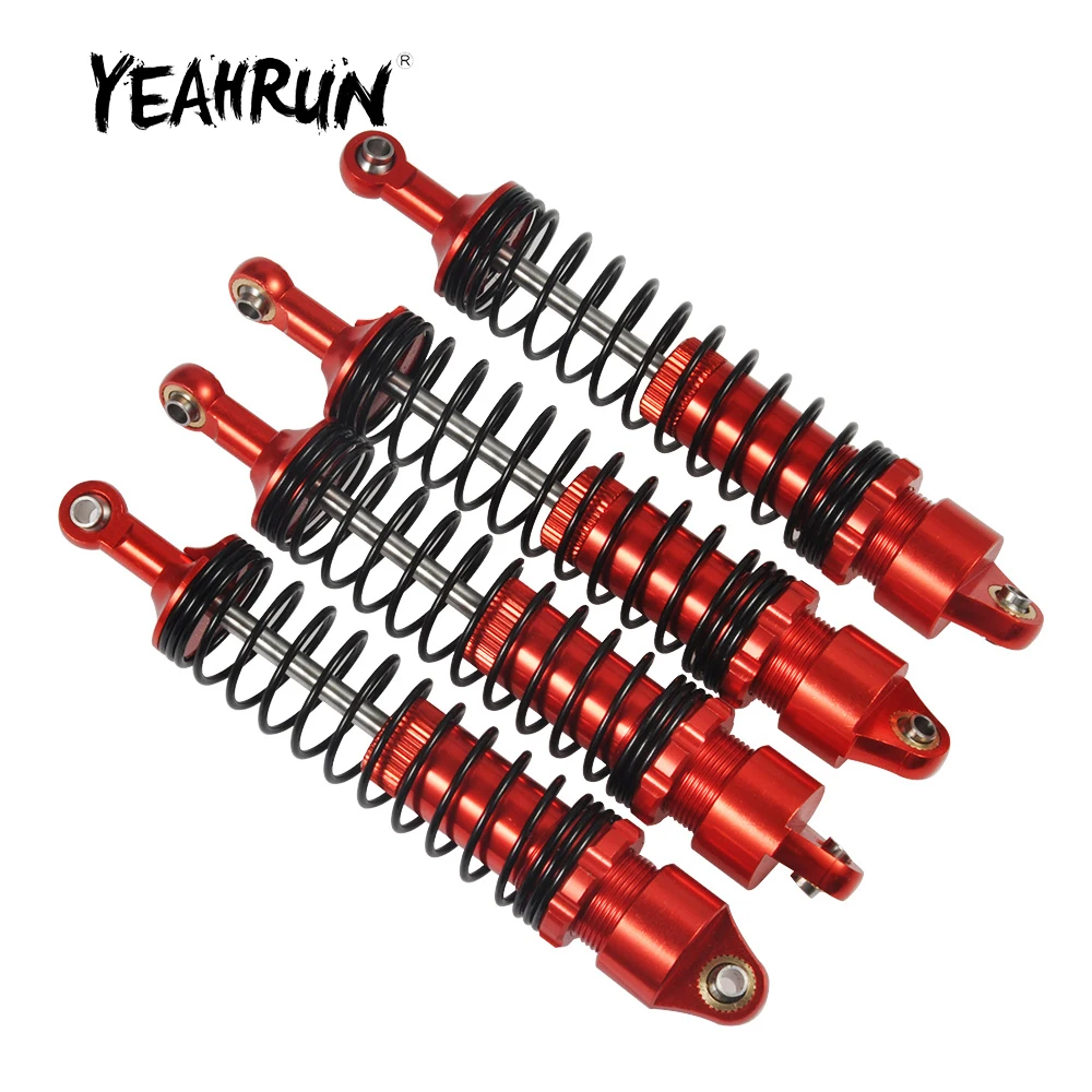 YEAHRUN 4PCS 90/100/110/120mm Ajustable Shock Absorber Red for TRX-4 Wraith SCX10 D90 1/10 RC Crawler Car Model Upgrade Parts