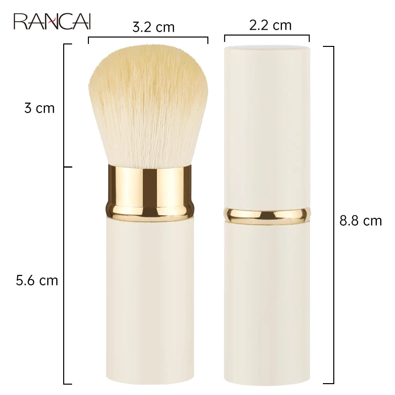 RANCAI 1pcs Retractable Kabuki Brush Powder Foundation Brushes Beige Synthetic Hair Flat Mini Brush Makeup Cosmetics Tools