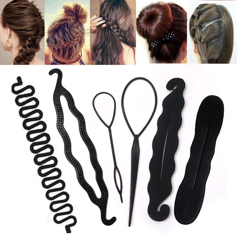 Multi-style Women Hair Accessories DIY Hair Styling Braiding Tools Magic Donut Bun Maker Hairstyle Braider Twist Headwear Clips