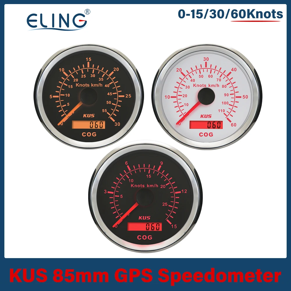 

KUS Universal 85mm 15knots 30knots 60knots GPS Speedometer with COG 12V/24V for Boat Auto Trailer Yacht Vessel