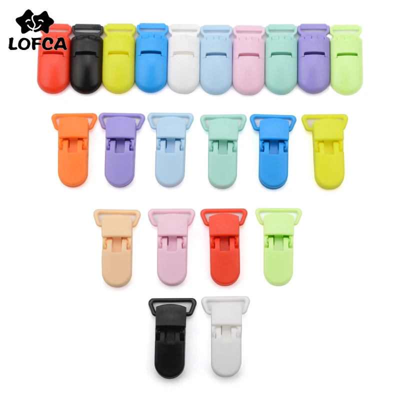 LOFCA 50pcs 15/20mm Baby Pacifier Clips Plastic Pacifier Clips Infant Nipples Multi Color Clamp DIY Baby Teething Toy Making