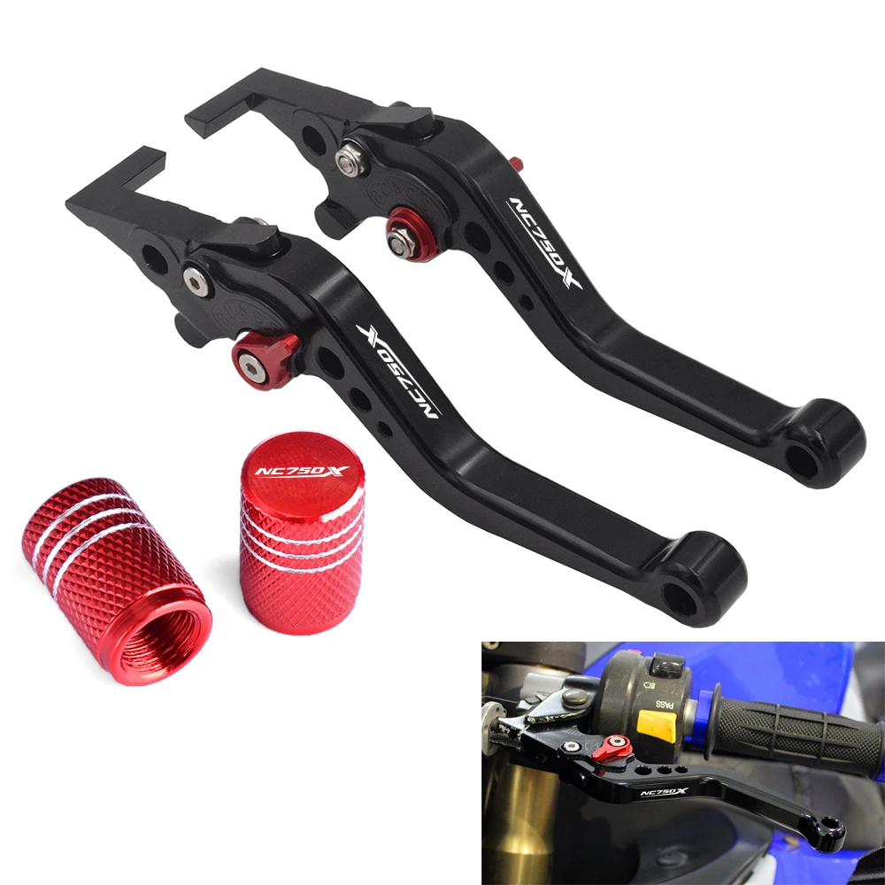 NC750X Adjustable Short Brake Clutch Levers Tire Valve Cap For HONDA NC 750X 750 X NC750 X 2016 2017 2018 Motorcycle Accessories