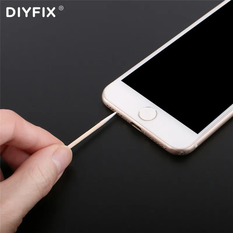 DIYFIX 100 шт./лот ватный тампон с одной головкой, чистящие инструменты для Samsung iPhone Huawei, телефонный зарядный порт, инструмент для ремонта наушник...