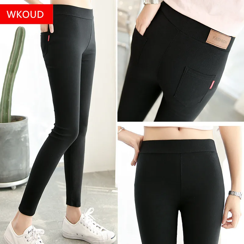 2022 Black Pencil Pants Women Stretch Skinny Leggings High Waist Pockets Slim Thin Trousers Female Fitness Joggers P8746