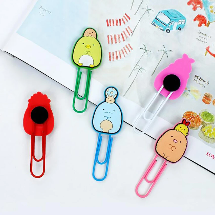 

1Pc Cartoon Paperclips Cute Mini Student File Paper Clip Metal Stationery Binder Clip Bookmarks Clamp For Photos Tickets Notes