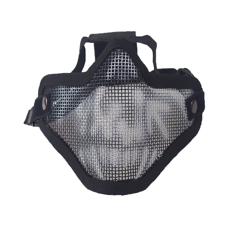 Airsoft Mask Half Lower Face Metal Steel Net Mesh Mask Cycling Tactical Hunting Protective CS Shooting Breathable Half Face Mask