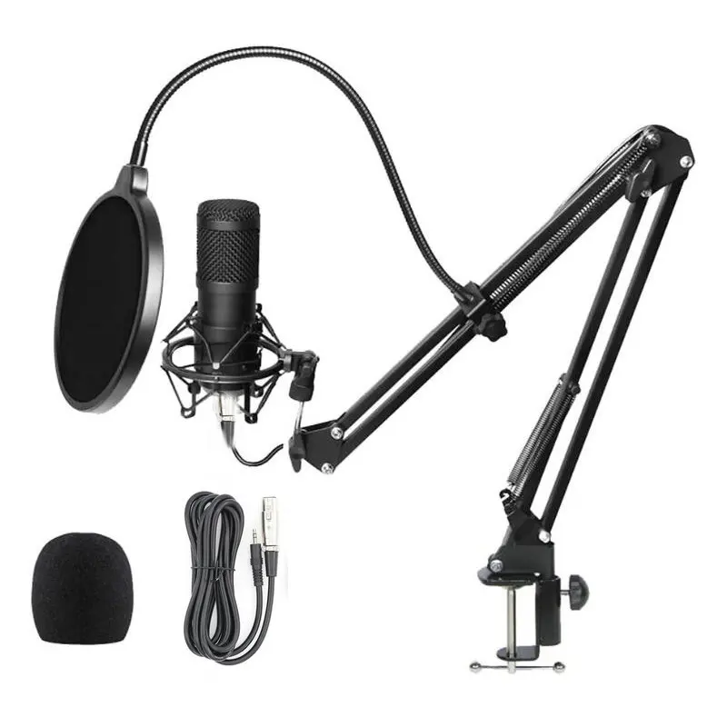 

BM800 Condenser Microphone Professional Studio Broadcasting Recording Mic with Adjustable Microphone Scissor Arm Stand