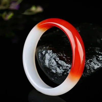 

Natural agate chalcedony red two-tone 54-64mm bracelet, elegant princess jewelry, best gift for mother and girlfriend