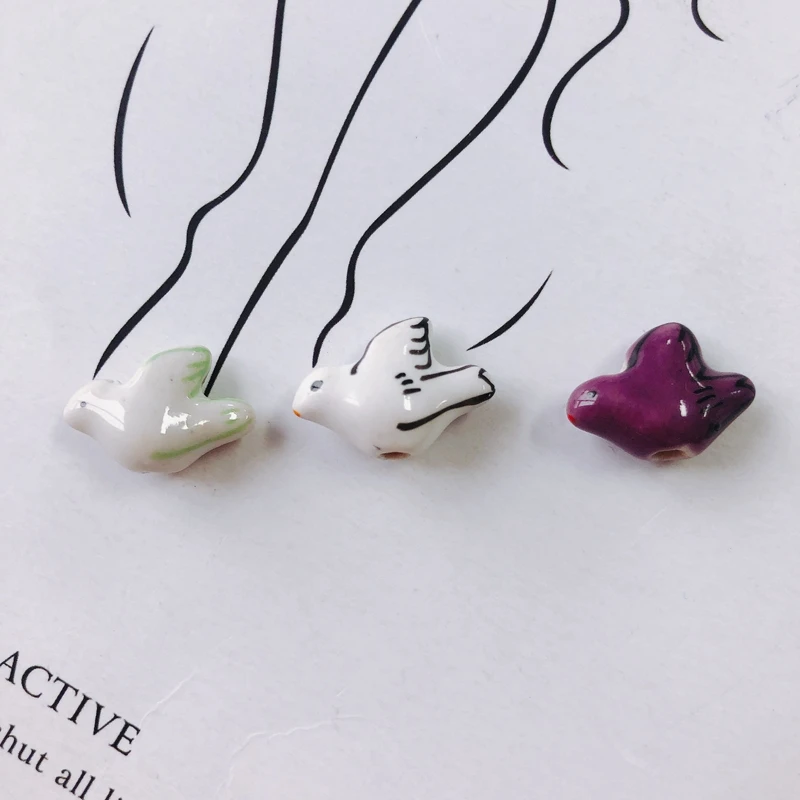 DIY jewelry accessories wholesale cute animal ceramic hen loose beads hand drawn pendant earring material