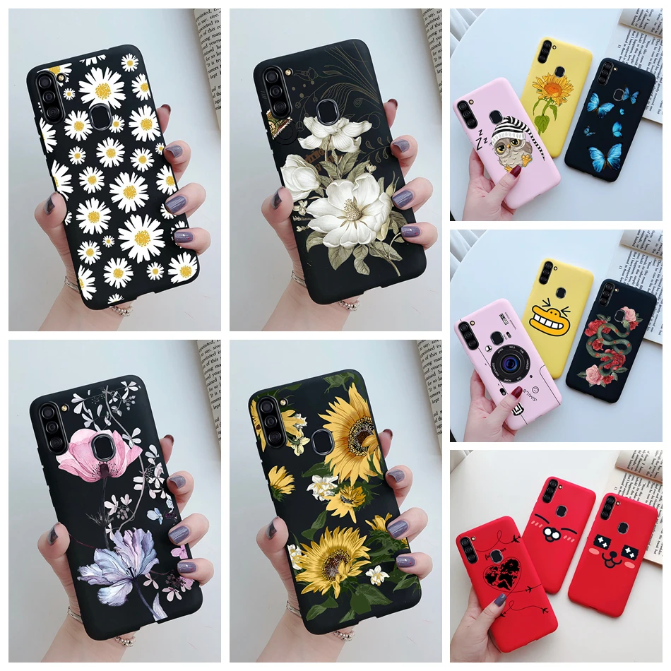 Untuk Samsung Galaxy A11 M11 Casing Ponsel Bunga Sampul Bumper Ramping Gambar Permen Lembut untuk Samsung A11 A 11 A115F M 11 Casing 6.4 Inci