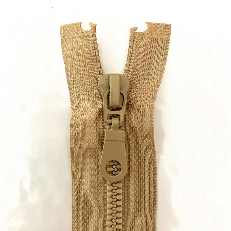 

2pcs, 5 # 25cm (10inch) Khaki Detachable Rubber Zipper with Open End Automatic Eco Lock Plastic Zipper for Sewing Suit