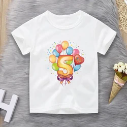 Happy Birthday Gift Tshirt Baby Boy Clothes Cartoon Number 4 5 6 Print Funny T-shirt Kids Summer O-Neck Tops Boys Girls T Shirt