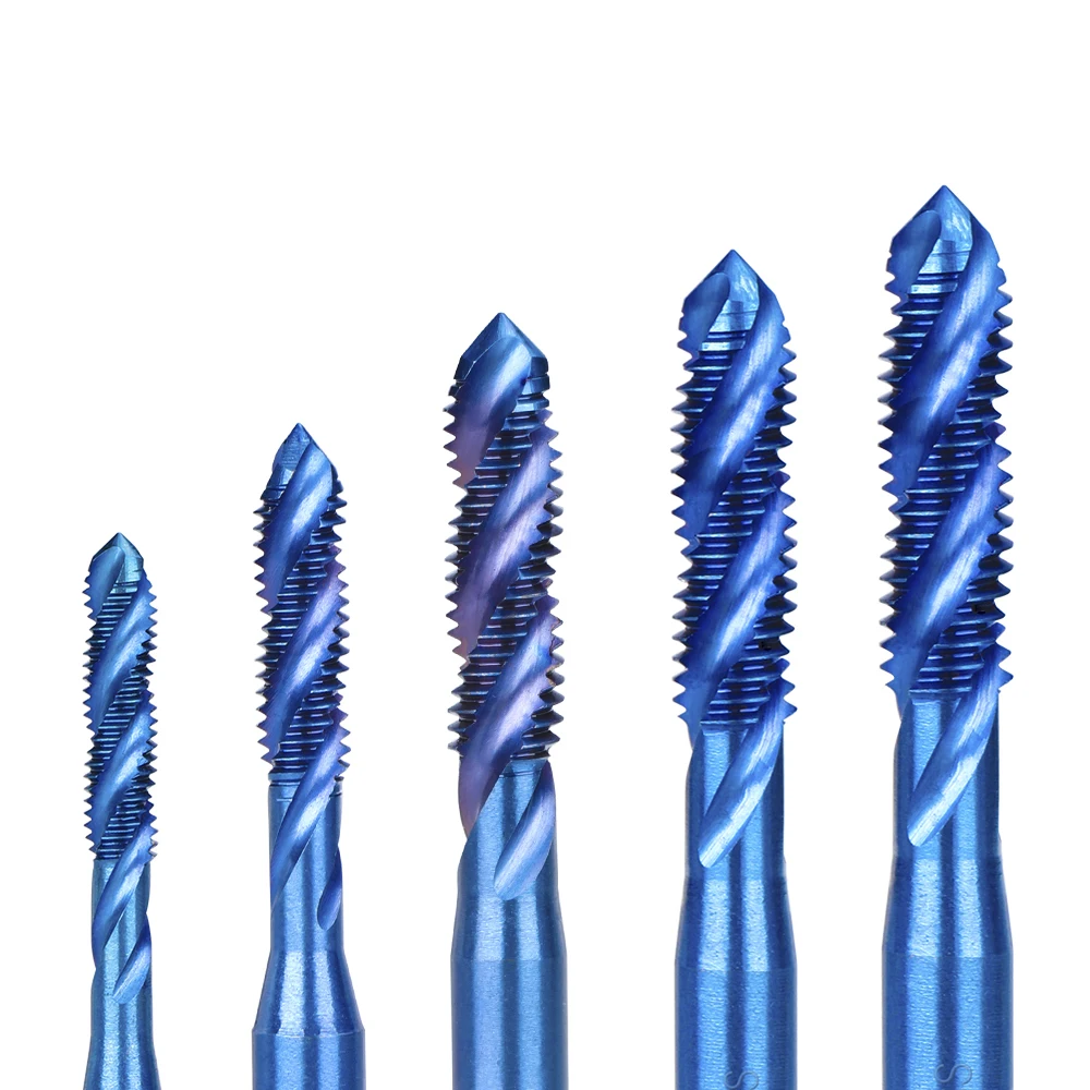 XCAN Metric Screw Tap 1pc HSS M2-M6 Thread Tap Nano Blue Coated Machine Plug Tap Threading Tools Spiral Tap Drill