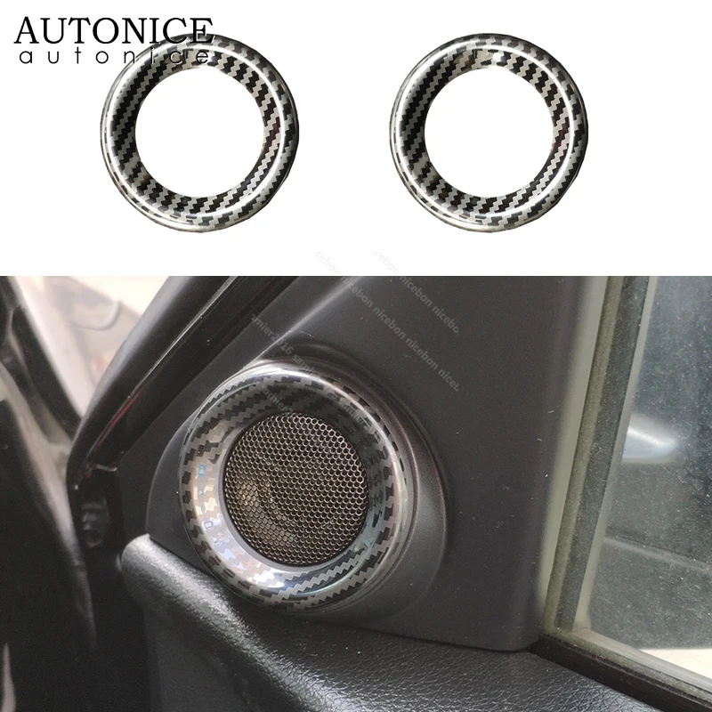 For Honda Accord 2013-2017 Carbon Fiber Color Door Speaker Audio Ring Cover Stainless Steel