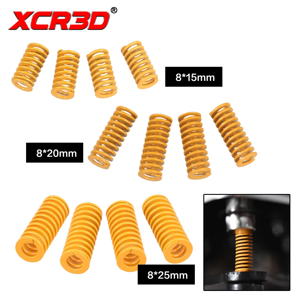 XCR3D 4pcs 3D Printer Parts Heated Bed Glass Platform Leveling Spring Extruder Strong Accessories Length 15/20/25mm For Ender 3