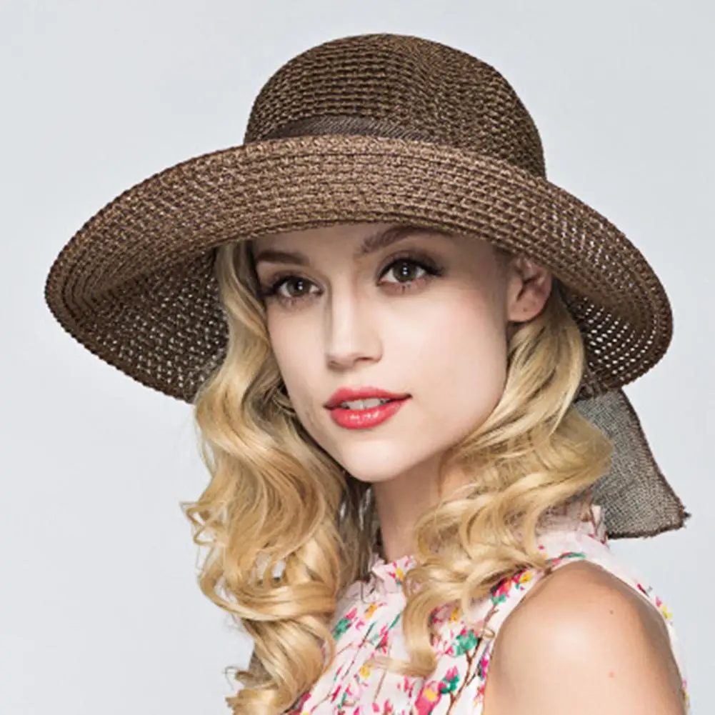 Summer Sun Hats for Women Breathable Large Brim Foldable Straw Hat Sun Caps Outdoor Sun Bucket Hats chapeau femme