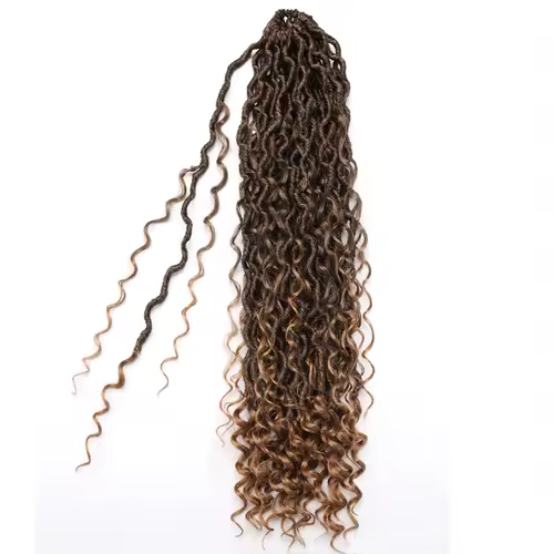 Synthetic Goddess Locs Crochet Hair Braids Curly Faux Locs Braiding Hair Extensions Wig For Women Black Hippie Boho Style - Image 2