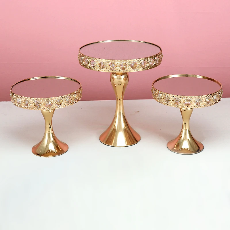 3 -9pcs  Gold Crystal cake stand sets cupcake sweet table candy bar table decorating with Crystal tray