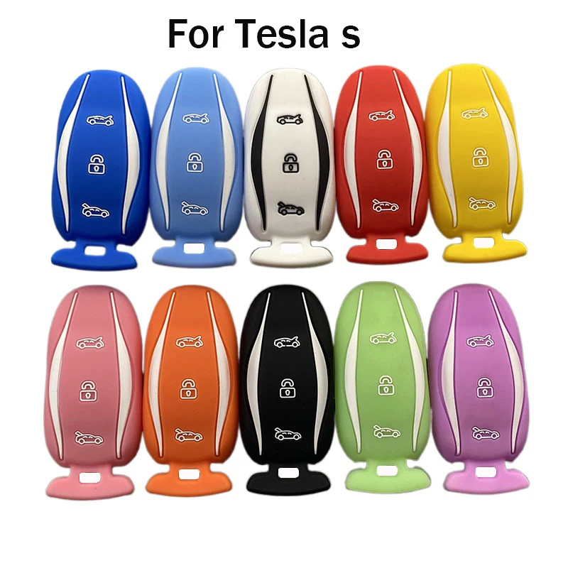 Silicone Rubber Car Key Case for Tesla Model 3 S X Y Remote Keyless Fob Shell Case Cover Car Key Protector Auto Accessories