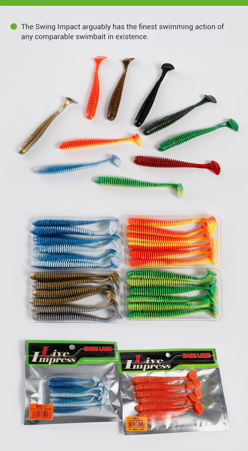 Bassland Silikon Köder Weicher Köder 6 stücke Paddel Schwanz Schaukel Wobbler Künstliche Rippen Shad Jigging Köder Leurre Souple Isca – Detail 7