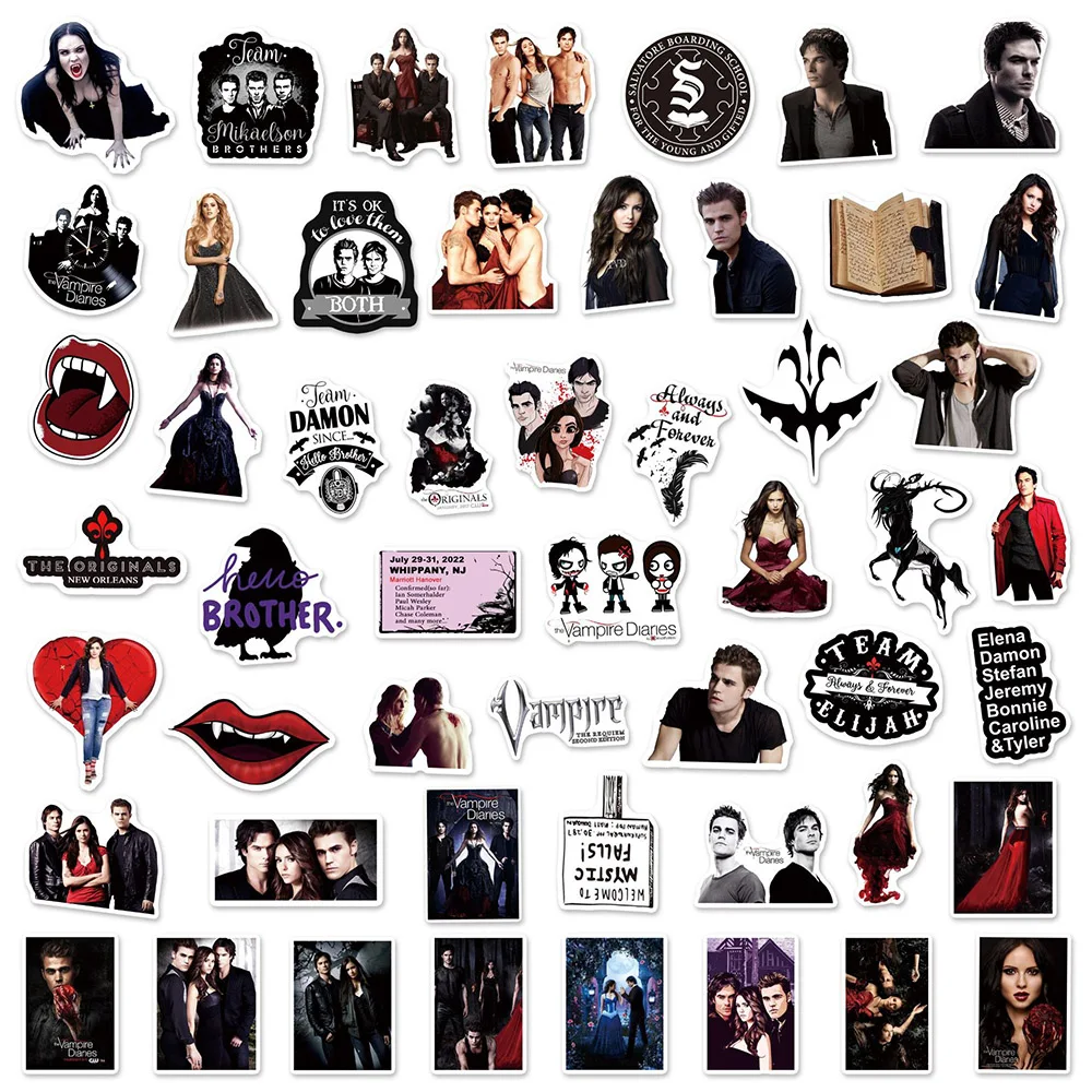 10/30/50pcs TV Series The Vampire Diaries Waterproof Stickers Car Laptop Luggage Bike Motorcycle Phone Guitar Sticker Decals