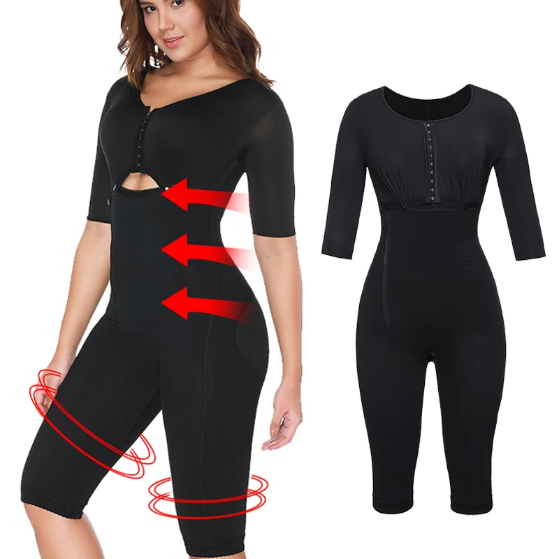 Colombianas Post-Surgery Full Body Arm Shaper Body Suit Powernet Girdle Black Waist Trainer Corsets Slimming Shapewear