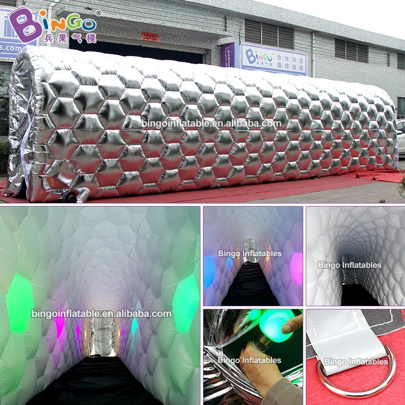 12x2x3 metri su misura canale diritto gonfiabile/Tunnel d'argento di esplosione con le luci del LED-BG-T0076