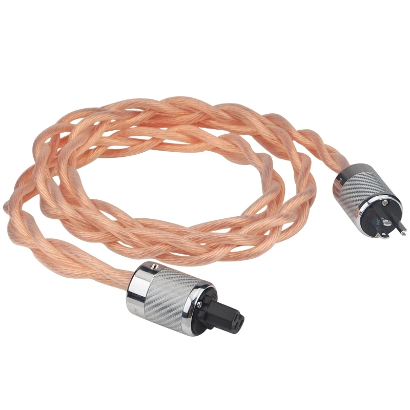 HIFI OCC US & EU AC Audiophile Audio Amplifier DAC Filter Power Cord Cable Carbon Fiber Rhodium Plating Plug