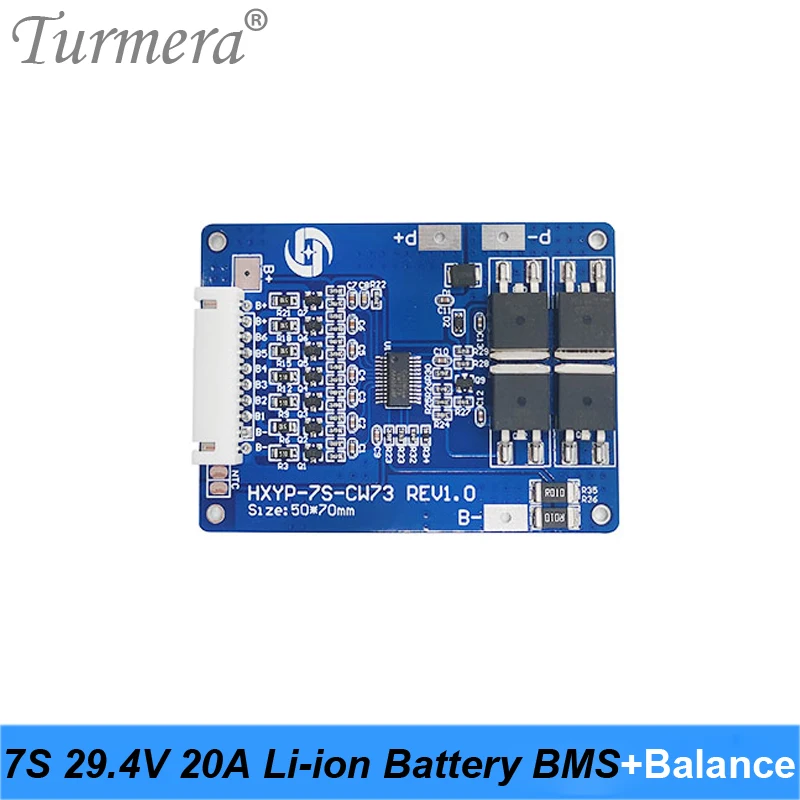 Turmera 7S 25.2 فولت 29.4 فولت 20A بطارية ليثيوم BMS مع موازنة و PCM لوح حماية ل E-سكوتر وبطاريات دراجة كهربائية