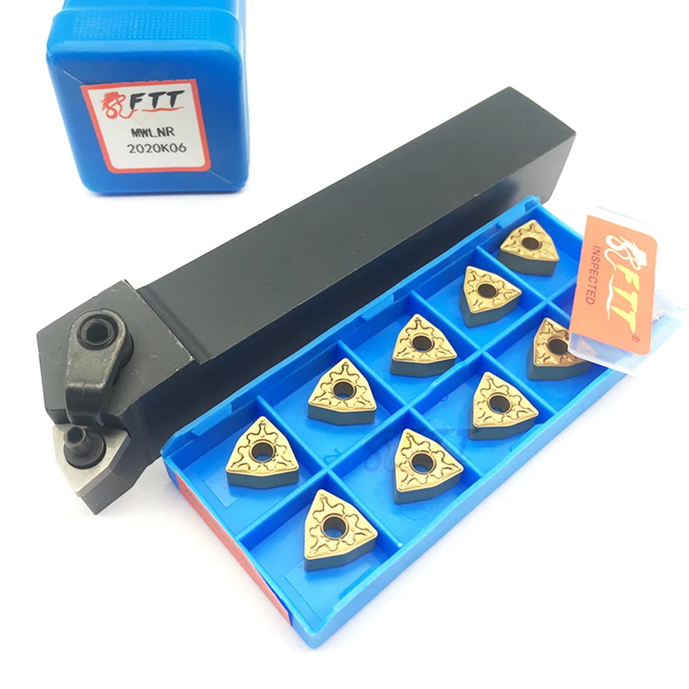 Herramienta de torneado externo, insertos de carburo de corte MWLNR, soporte para torno MWLNR2020K06, WNMG060408 TM FT4025, 10 Uds.