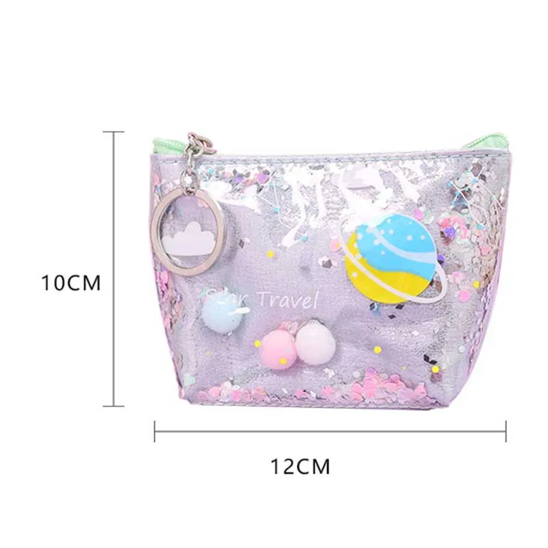 Cute Laser Planet Make Up Bags Women Travel Cosmetic Bag Makeup Case Zipper Handbag Organizer Storage Pouch Toiletry Wash Bag