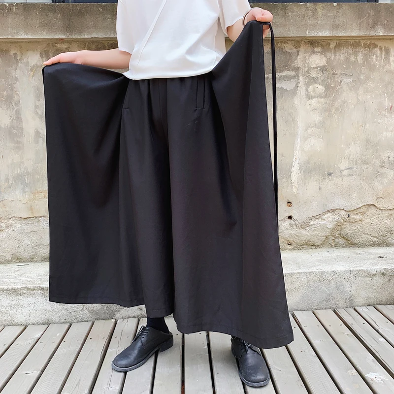 

Men's Trousers Spring And Autumn Casual Slacks Culottes Men's Large Bell-Bottomed Pants Ribbon Design Japanese Yamamoto Style