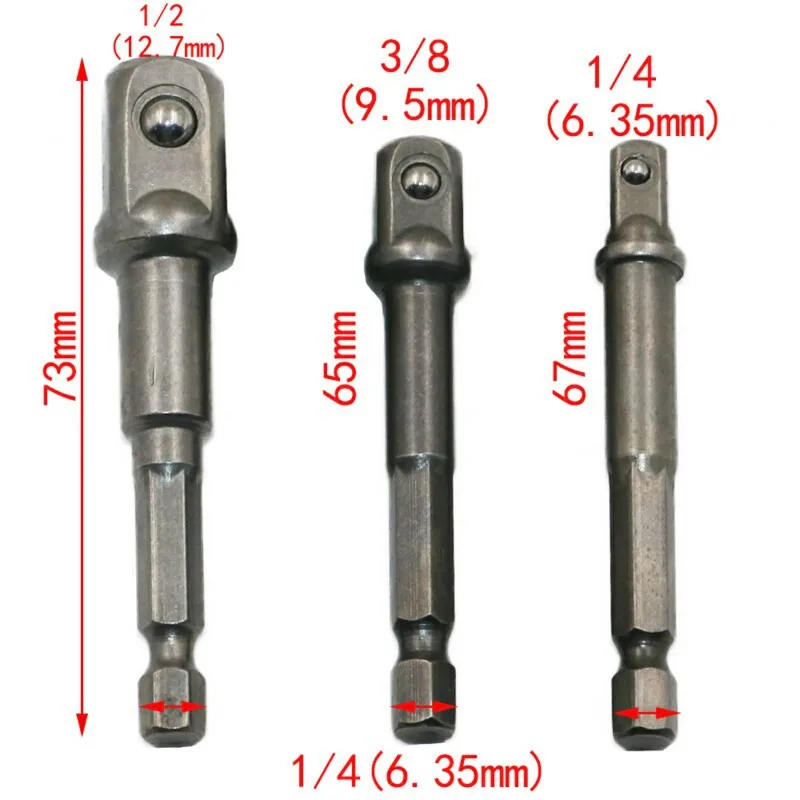 3PC/8PC Chrome Vanadium Steel อะแดปเตอร์เต้าเสียบ Hex Shank Square Extension Drill Bits Hex Bit Set เครื่องมือแน่น