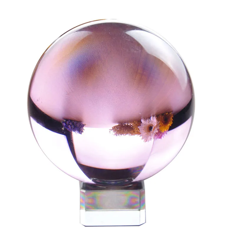 30mm-100mm Crystal Ball Pink Healing Stone Sphere Desktop Home Decorative Tools Large Quartz Glass Balls Decoration Crafts