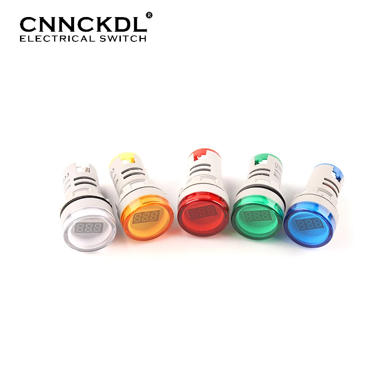 22mm DIY Mini Small Digital Voltmeter Round AC20-500V/DC5-60V Voltage Tester Meter Monitor Power LED Indicator Pilot Lamp Light