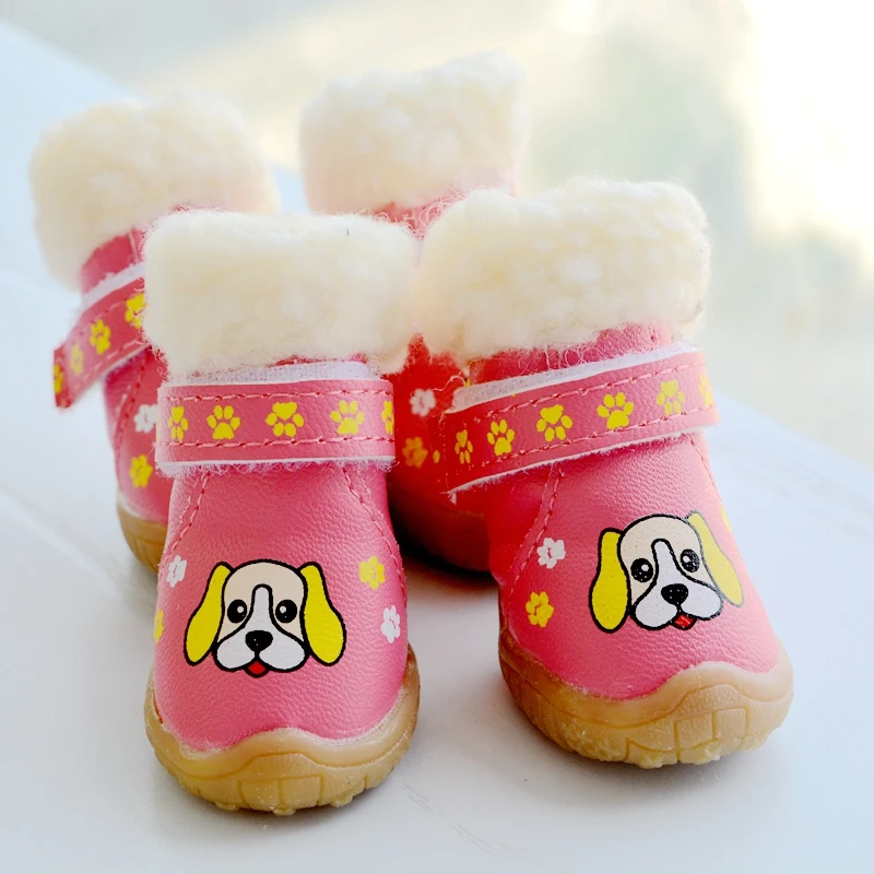 Paw Print Waterproof Winter Shoes For Dogs Rain Snow Warm Pet Boots For Small Animal Puppy 4pcs/set Chihuahua Yorkshire Pug Shop