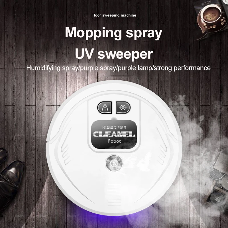 3 in 1 Intelligent Sweeping Robot Vacuum Cleaner Humidifying Spray Rechargeable Dry and Wet Lazy Broom for Both Dry and Wet Use