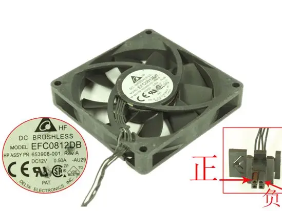 Delta Electronics EFC0812DB AU29 DC 12V 0.50A 80x80x15mm 4-Wire Server Cooling Fan