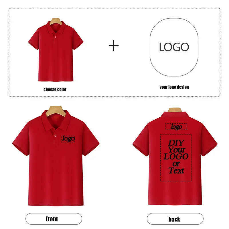 Camisa polo bordada infantil de algodão ecológico, camiseta com logotipo personalizado, 10 cores, manga curta, alta qualidade, estampa diy, texto de marca